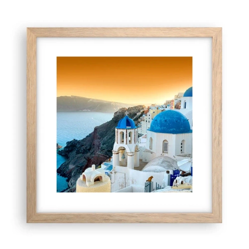 Poster in cornice rovere chiaro - Santorini: aggrappate alle rocce - 30x30 cm
