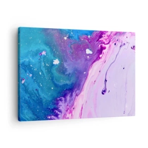 Quadro su tela - Stampe su Tela - Astrazione nei colori viola e turchese ispirata ai contrasti - 70x50cm - Yin e yang - Decorazione murale moderna per soggiorno e camera da letto ARTTOR