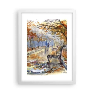 Poster in cornice bianca - Passeggiando insieme l'autunno - 30x40 cm