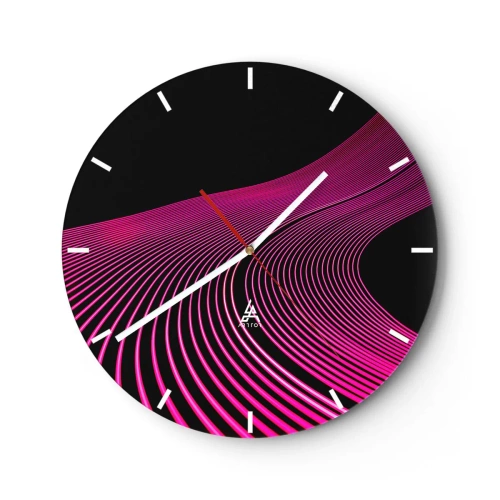 Orologio da parete - Orologio in Vetro - Linee viola su sfondo nero in una composizione futuristica - 30x30cm - Il viale della luce - Decorazione murale moderna per soggiorno, cucina e camera da letto ARTTOR