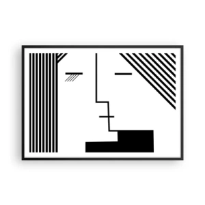 Poster in cornice nera - Astrazione geometrica di un bacio in bianco e nero - 100x70cm - Semplicemente un bacio - Decorazione murale moderna per soggiorno e camera da letto ARTTOR
