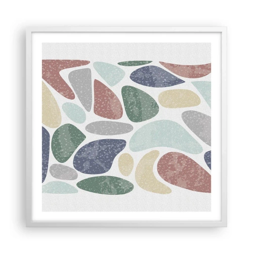 Poster in cornice bianca - Mosaico di colori incipriati - 60x60 cm