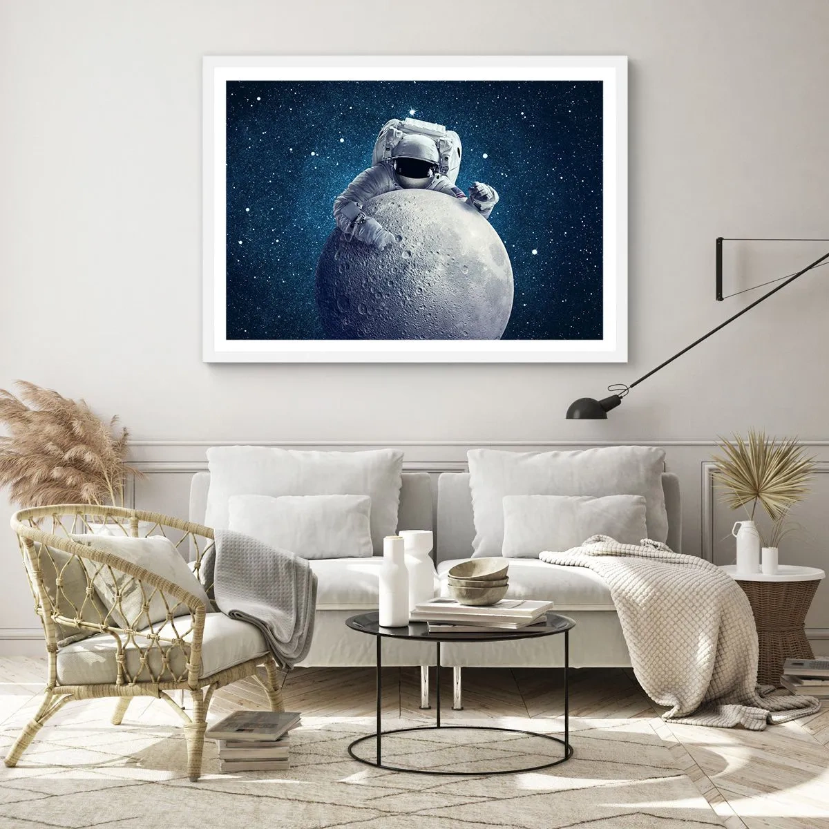 Poster in cornice bianca - Burlone spaziale - 40x30 cm