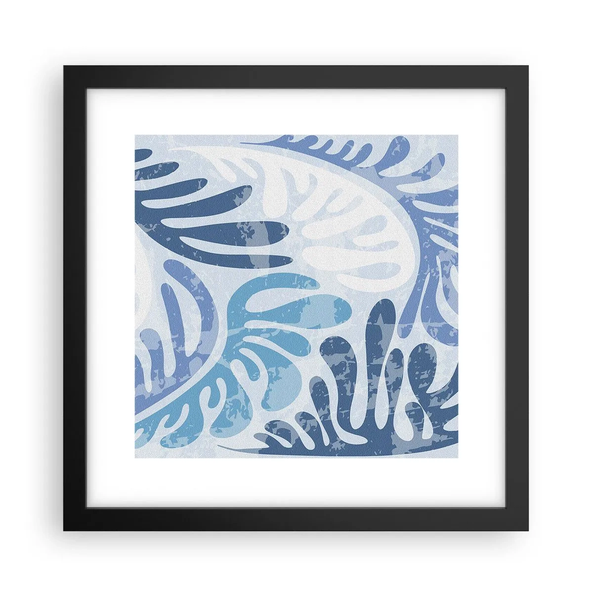 Poster in cornice nera - Felci blu - 30x30 cm