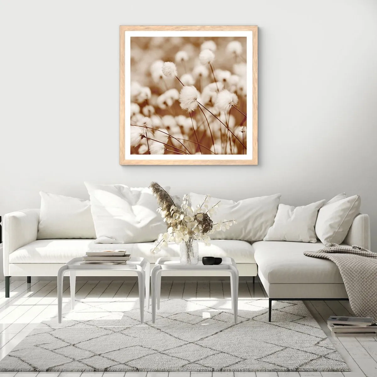 Poster in cornice rovere chiaro - Campo di morbidezza - 50x50 cm