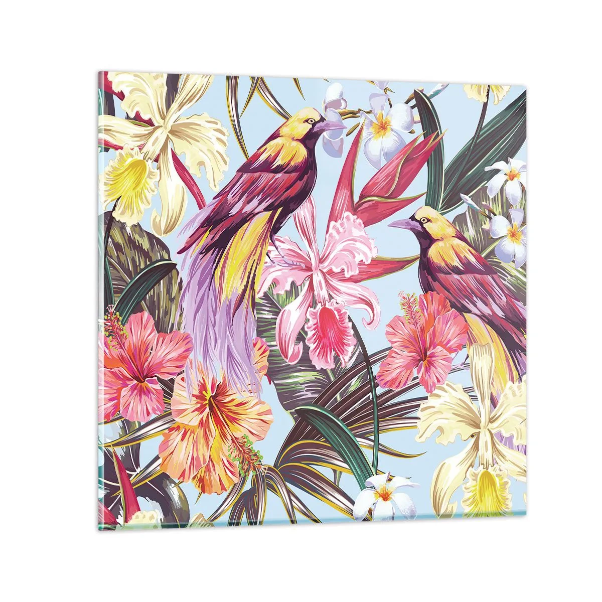 Quadro su vetro - Petali e piume - 50x50 cm