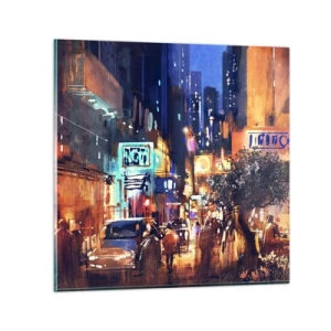 Quadro su vetro - Ma la città non dorme - 70x70 cm
