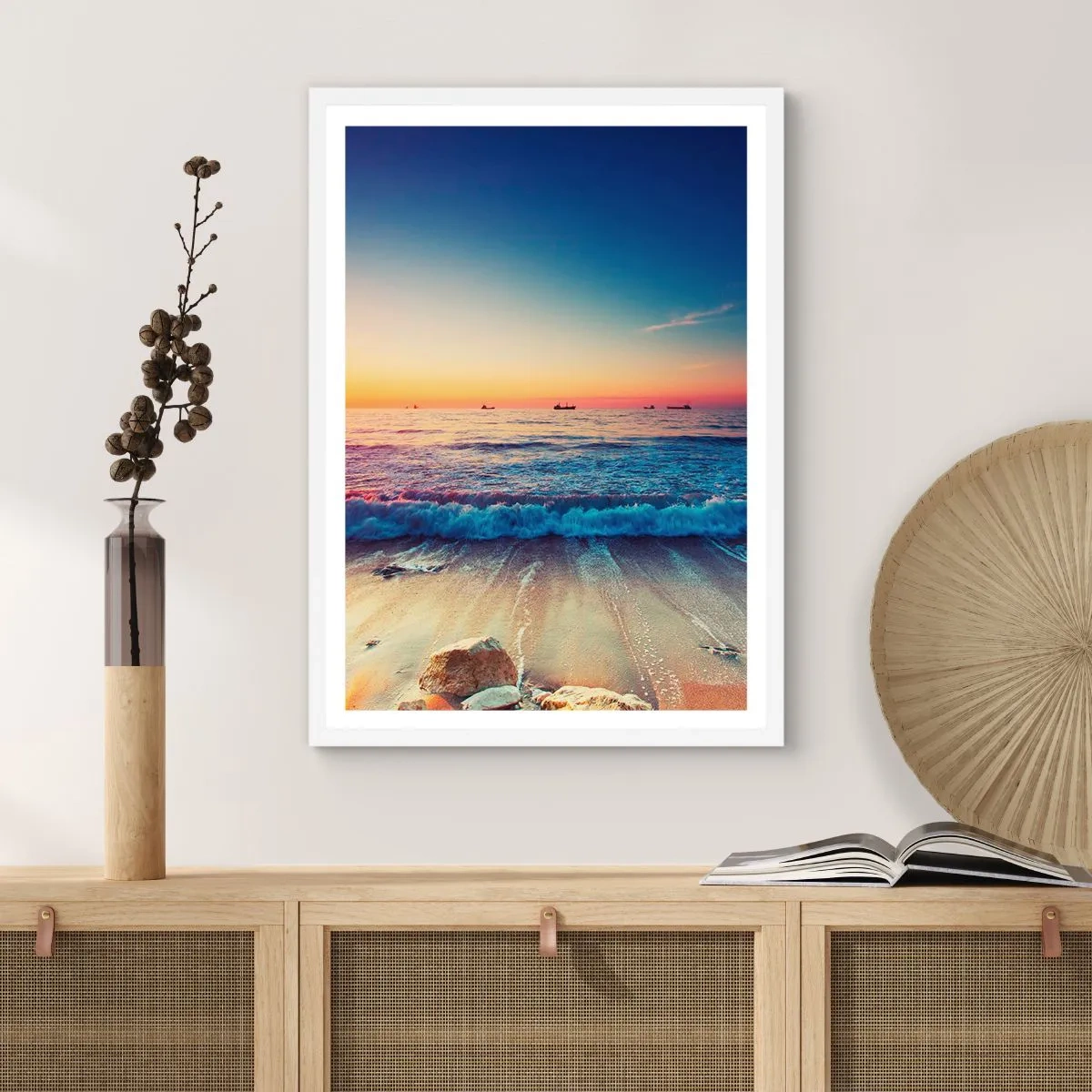 Poster in cornice bianca - Cosa c'è dietro l'orizzonte? - 40x50 cm