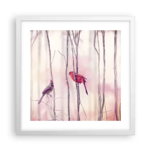 Poster in cornice bianca - Il racconto del bosco rosa - 40x40 cm