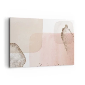 Quadro su tela - Stampe su Tela - Macchie pastello con elementi dorati - 120x80cm - Incontro attraverso il colore - Decorazione murale moderna per soggiorno e camera da letto ARTTOR