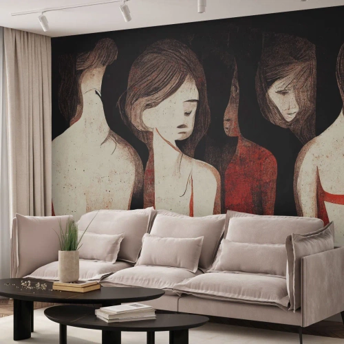 Fotomurali Premium Canvas - Madonne nell'oscurità - Donne, Pezzo, Tristezza - 250x175 cm