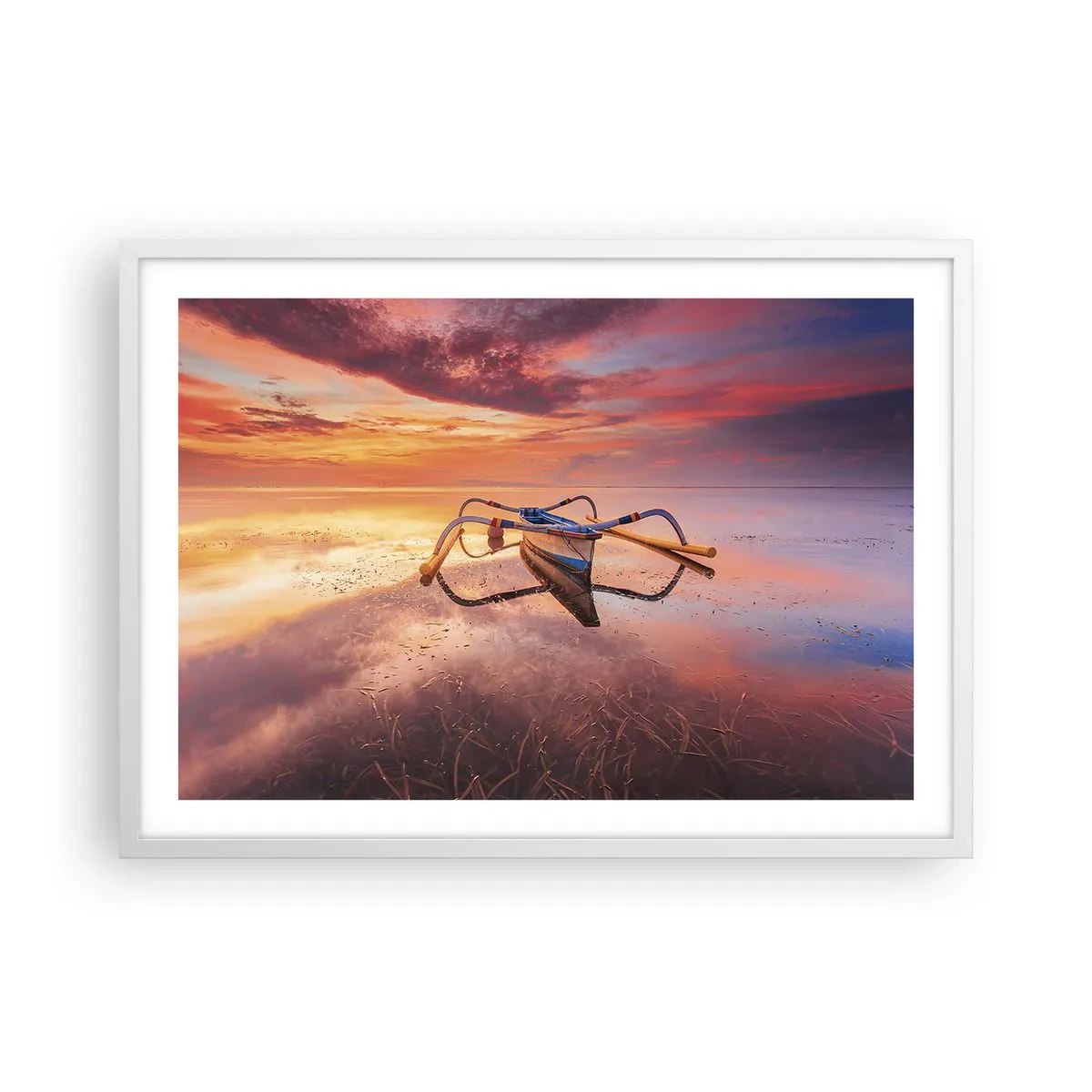 Poster in cornice bianca - La pace della sera tropicale - 70x50 cm