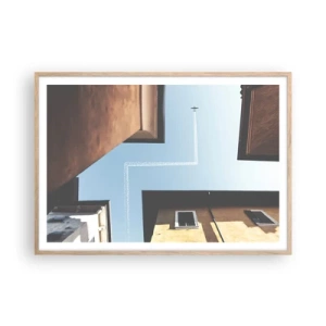 Poster in cornice rovere chiaro - Sopra il labirinto urbano - 100x70 cm