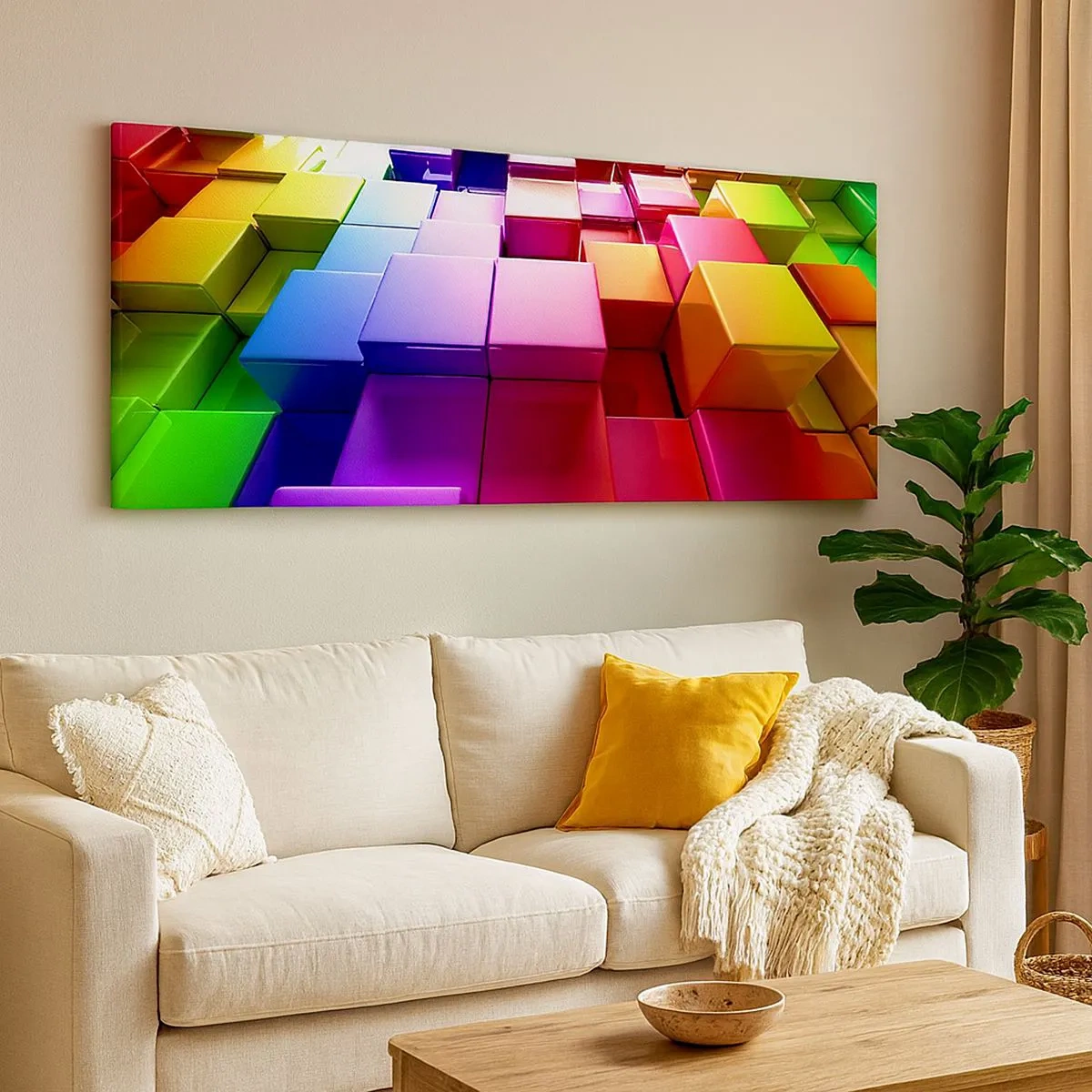 Quadro su tela - Stampe su Tela - Op Art insieme in squadra - 100x40 cm