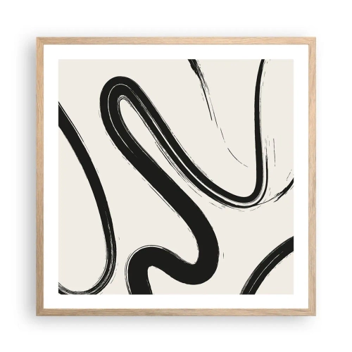 Poster in cornice rovere chiaro - Capriccio bianco e nero - 60x60 cm