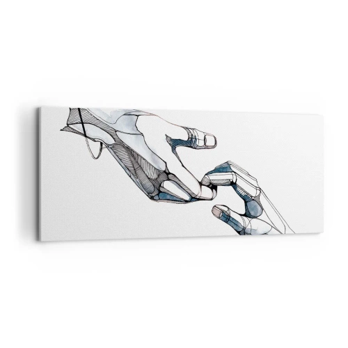 Quadro su tela - Stampe su Tela - Rappresentazione artistica di una mano in forma minimalista e geometrica - 120x50cm - Buon gesto - Decorazione murale moderna per soggiorno e camera da letto ARTTOR