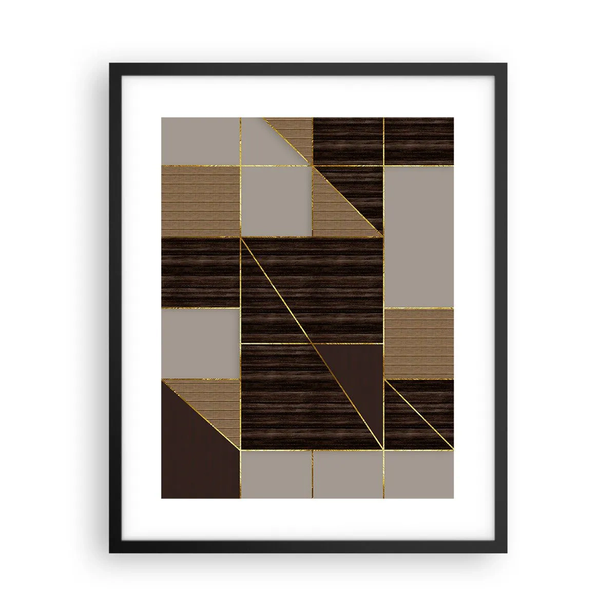 Poster in cornice nera - Mosaico di marrone e oro - 40x50 cm