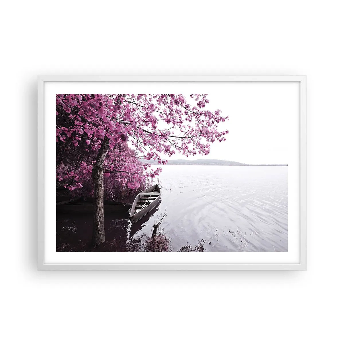 Poster in cornice bianca - Nel silenzio rosa - 70x50 cm