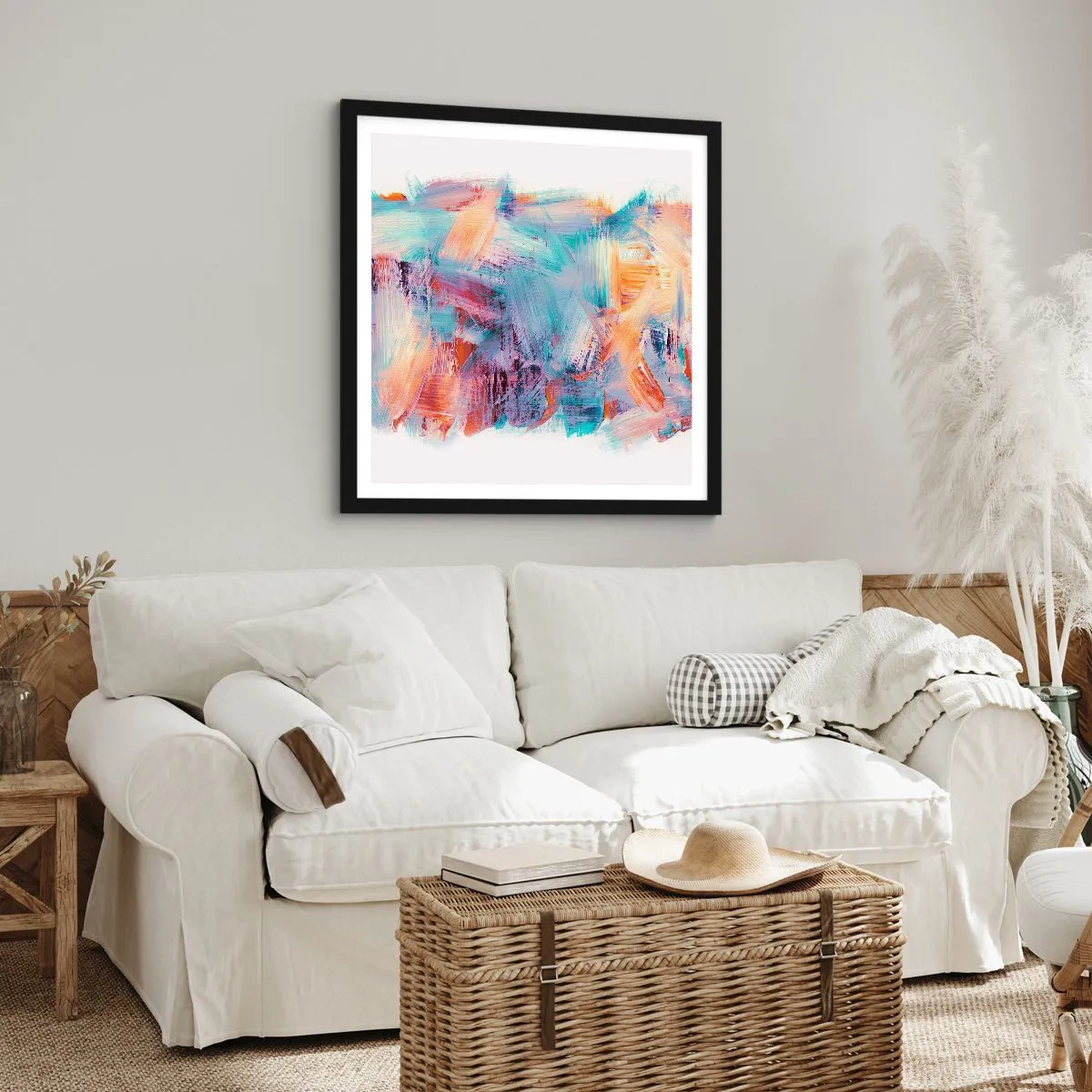 Poster in cornice nera - Caos colorato - 40x40 cm