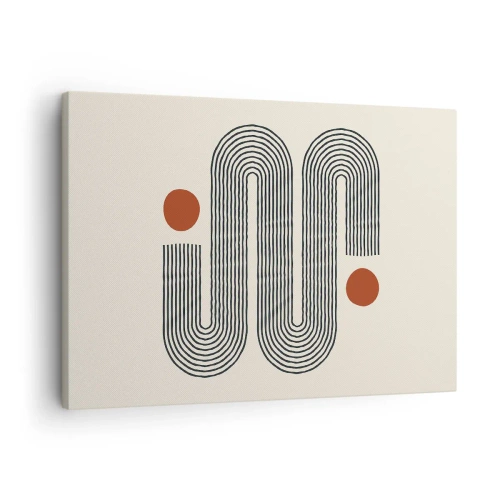 Quadro su tela - Stampe su Tela - Motivo geometrico con linee e cerchi arancioni - 70x50cm - Dall'inizio alla fine - Decorazione murale moderna per soggiorno e camera da letto ARTTOR