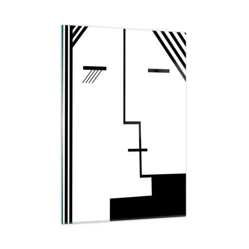 Quadro su vetro - Una rivisitazione grafica di un bacio in stile minimalista - 50x70cm - Semplicemente un bacio - Decorazione murale moderna per soggiorno e camera da letto ARTTOR