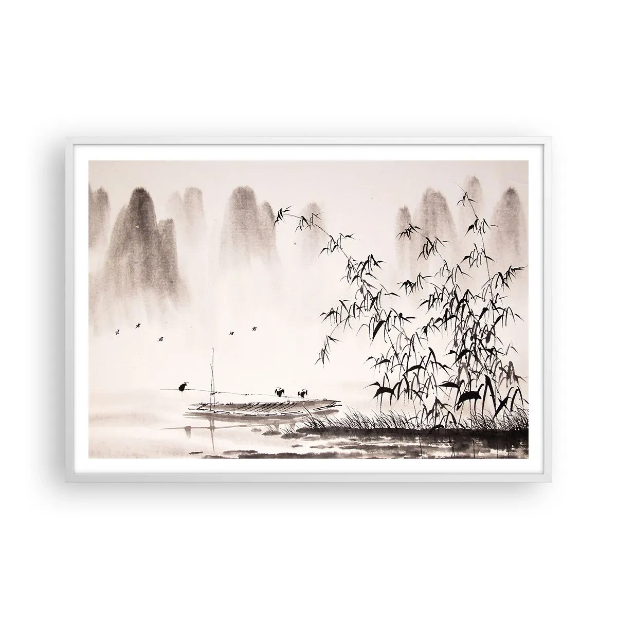 Poster in cornice bianca - Il silenzio dei campi di riso - 100x70 cm