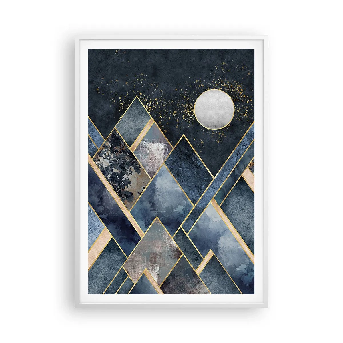 Poster in cornice bianca - Paesaggio geometrico - 70x100 cm