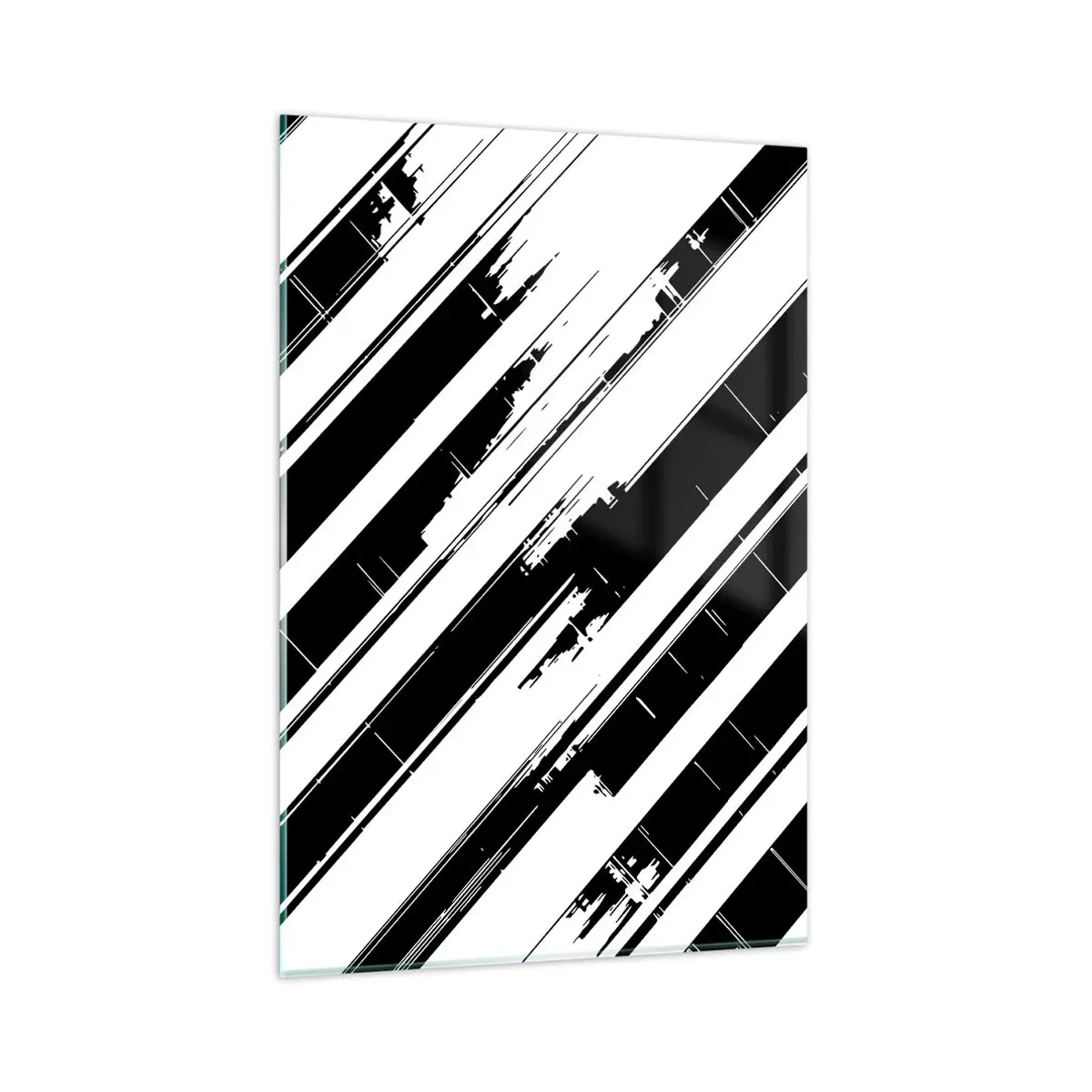 Quadro su vetro - Linee in bianco e nero e motivi geometrici in stile moderno - 80x120cm - Composizione intensa e dinamica - Decorazione murale moderna per soggiorno e camera da letto ARTTOR