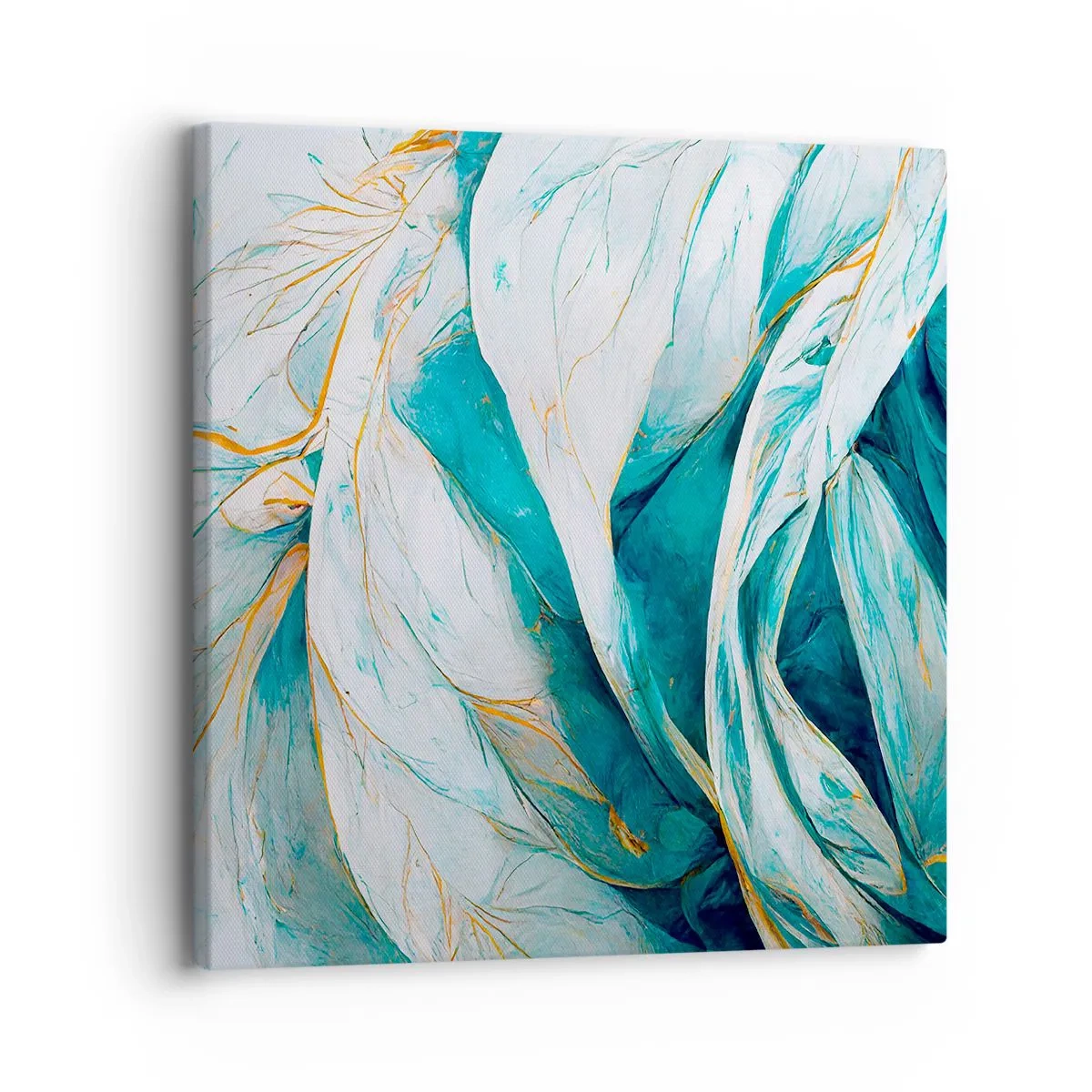 Quadro su tela - Stampe su Tela - Astrazione blu con motivi d'oro - 30x30 cm