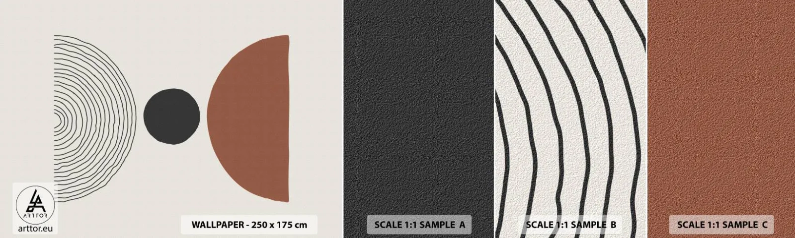 Campione Di Fotomurale Standard Eco - Al centro dell'attenzione - Astrazione, Pezzo, Semicerchi - 100x30 cm