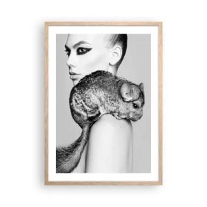 Poster in cornice rovere chiaro - Dama con il cincillà - 50x70 cm