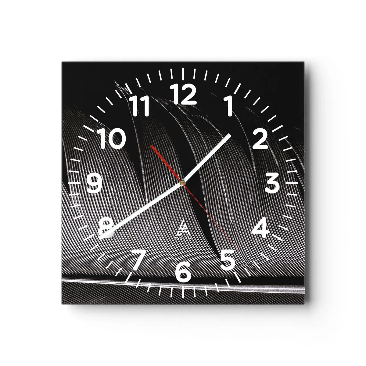 Orologio da parete - Orologio in Vetro - Piuma: struttura meravigliosa - 40x40 cm