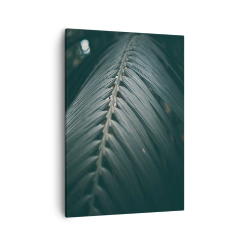 Quadro su tela - Stampe su Tela - Primo piano di un dettaglio di una foglia di palma dai toni scuri - 50x70cm - La precisione della natura - Decorazione murale moderna per soggiorno e camera da letto ARTTOR