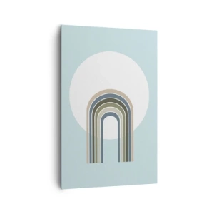 Quadro su tela - Stampe su Tela - Una composizione minimalista con un cerchio e delle linee su uno sfondo pastello. - 80x120cm - Attrazione irresistibile - Decorazione murale moderna per soggiorno e camera da letto ARTTOR