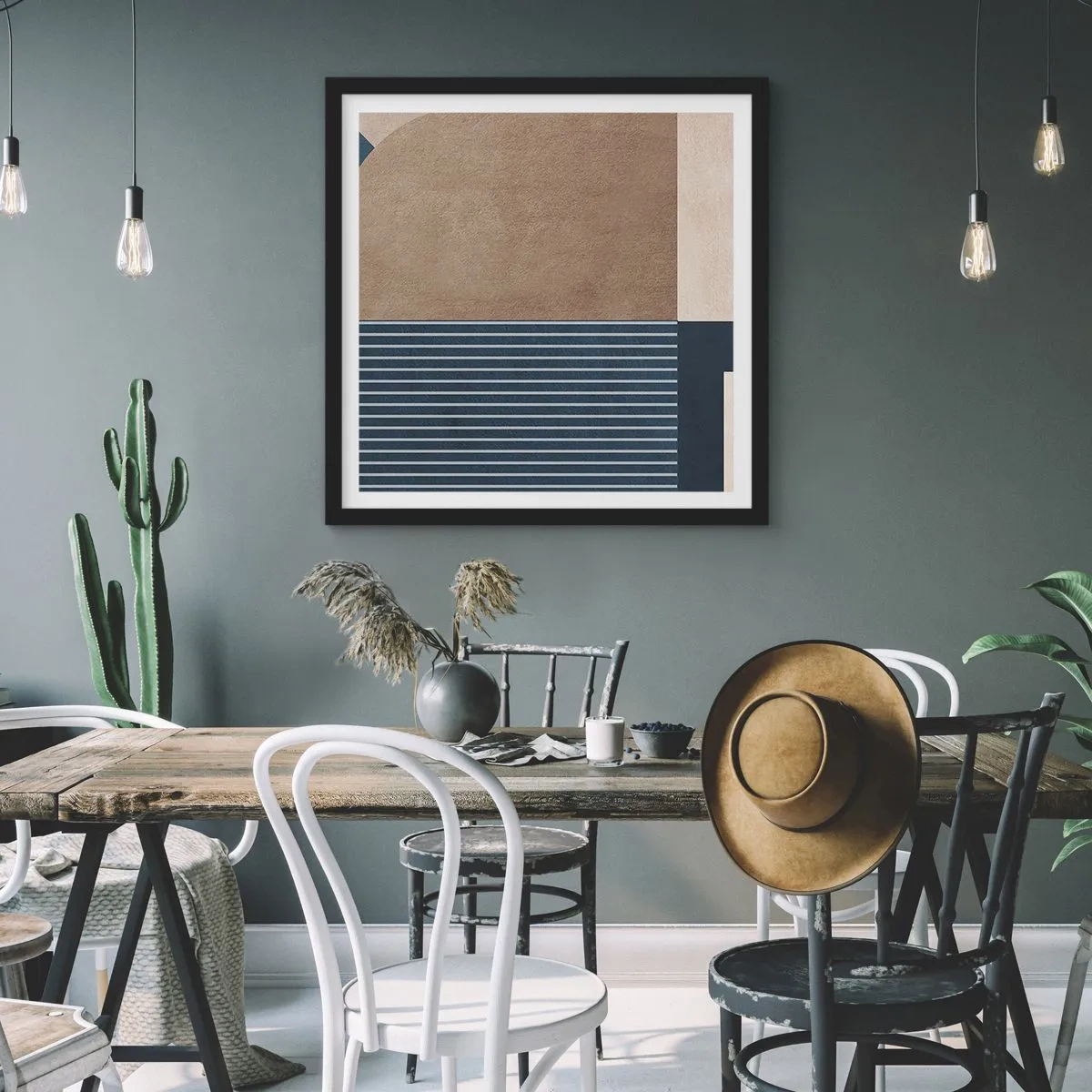 Poster in cornice nera - Composizione di semplicità e rotondità - 60x60 cm