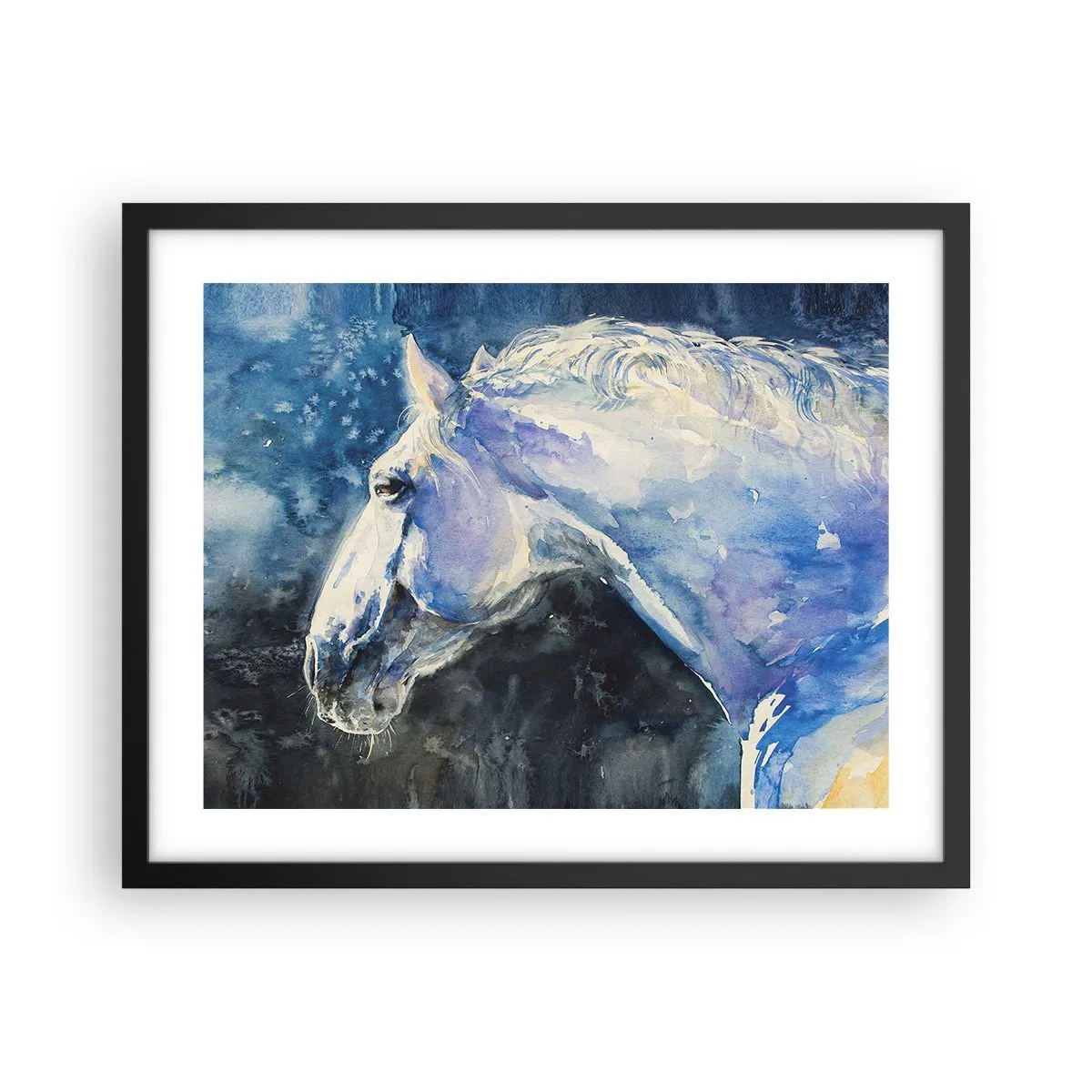 Poster in cornice nera - Ritratto in luce blu - 50x40 cm