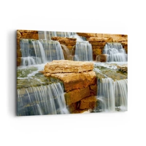 Quadro su tela - Stampe su Tela - Una cascata che scorre lungo gradini di pietra - 100x70cm - La scala verso il cielo - Decorazione murale moderna per soggiorno e camera da letto ARTTOR