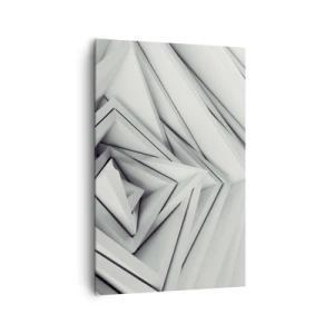 Quadro su tela - Stampe su Tela - Una composizione astratta di forme geometriche nelle tonalità del grigio. - 80x120cm - Germogli spigolosi - Decorazione murale moderna per soggiorno e camera da letto ARTTOR