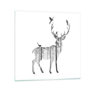 Quadro su vetro - Lo spirito buono del bosco - 60x60 cm