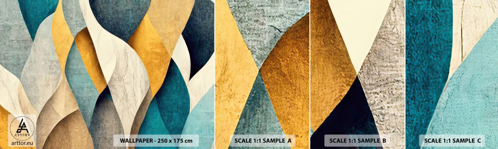 Campione di Fotomurale Adesivo Deluxe Sticker - Ritmo e ondulazioni - Astrazione, Pezzo, Consumati - 100x30 cm