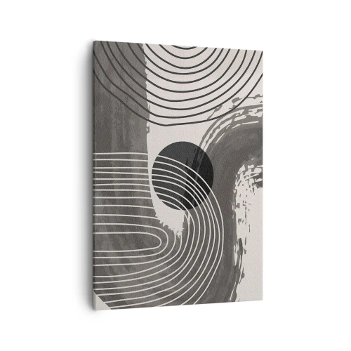 Quadro su tela - Stampe su Tela - Linee geometriche e ovali in tonalità monocromatiche - 50x70cm - L'ovale vittorioso - Decorazione murale moderna per soggiorno e camera da letto ARTTOR