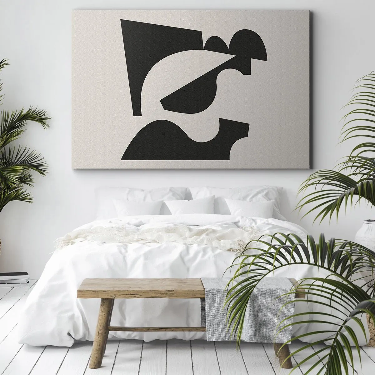 Quadro su tela - Stampe su Tela - Composizione geometrica astratta in bianco e nero - 120x80cm - Kit di montaggio - Decorazione murale moderna per soggiorno e camera da letto ARTTOR