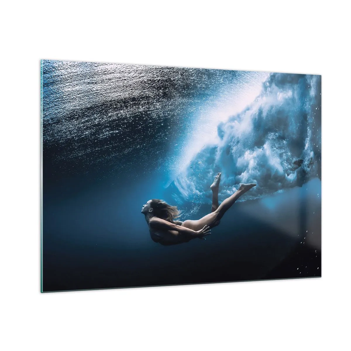 Quadro su vetro - Sirena moderna - 100x70cm - Moderna sirena - Decorazione murale moderna per soggiorno e camera da letto ARTTOR