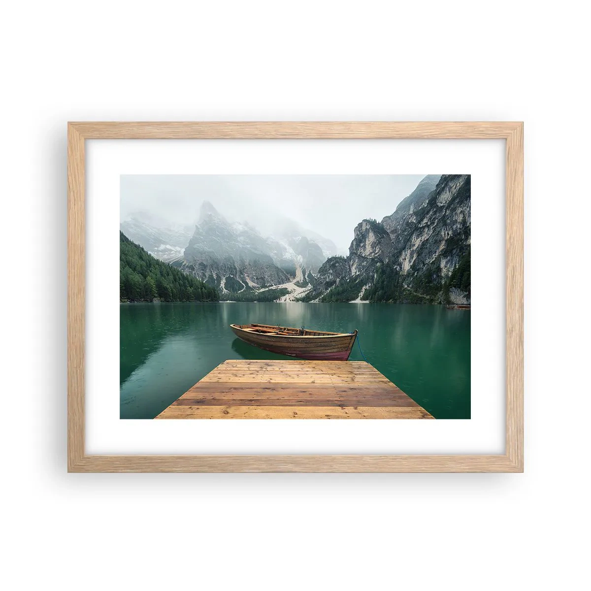 Poster in cornice rovere chiaro - E attorno le fiere rocce - 40x30 cm