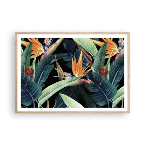 Poster in cornice rovere chiaro - I fiori fiammeggianti dei tropici - 100x70 cm
