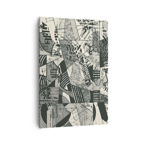 Quadro su tela - Stampe su Tela - Motivi geometrici astratti in tonalità di verde su sfondo chiaro - 70x100cm - Dinamica della contemporaneità - Decorazione murale moderna per soggiorno e camera da letto ARTTOR