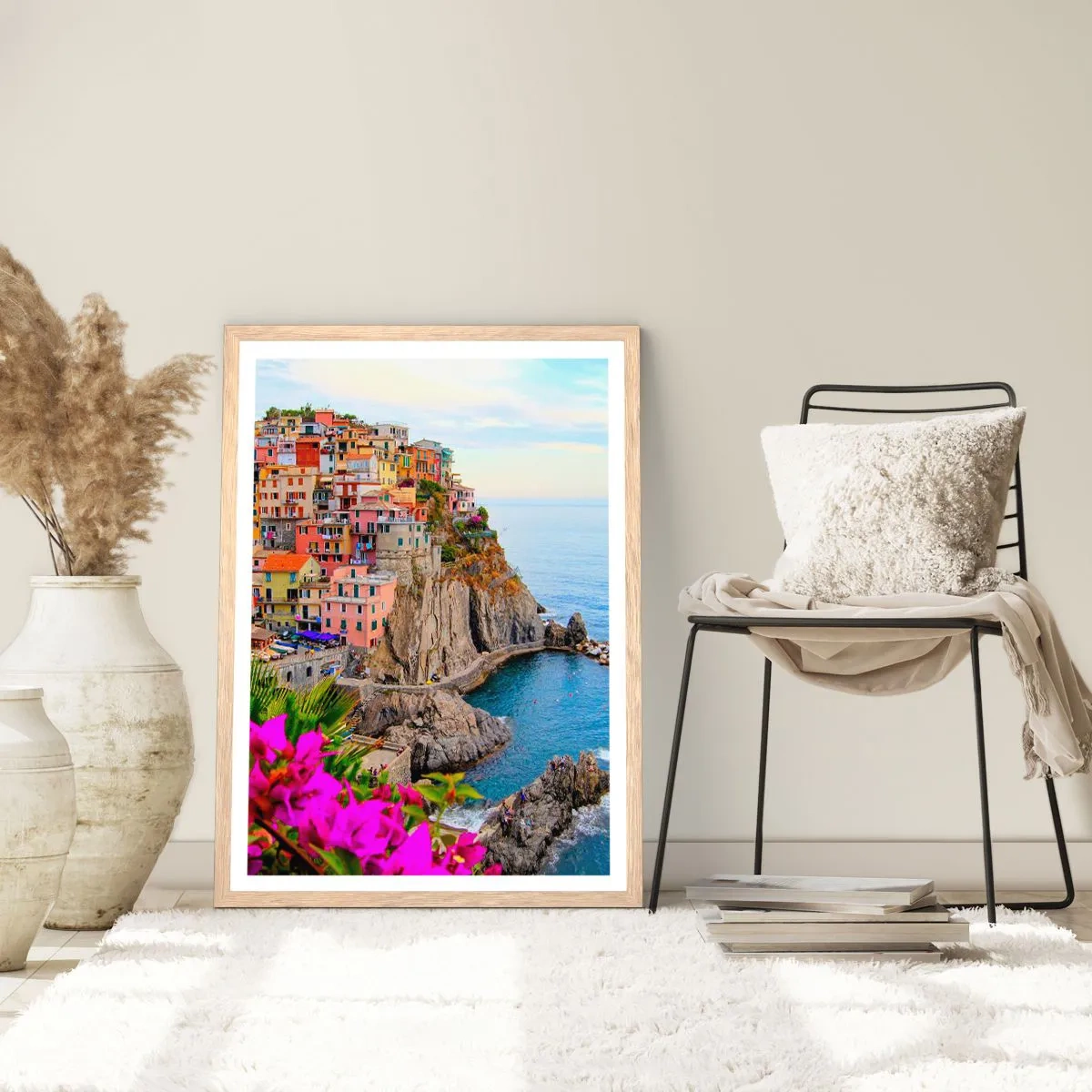 Poster in cornice rovere chiaro - La città che ride - 40x50 cm