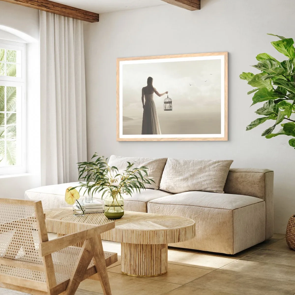 Poster in cornice rovere chiaro - Sii libera - 70x50 cm