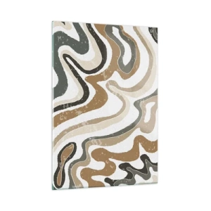 Quadro su vetro - Motivo astratto nei colori terrosi - 50x70cm - I meandri dei colori della terra - Decorazione murale moderna per soggiorno e camera da letto ARTTOR