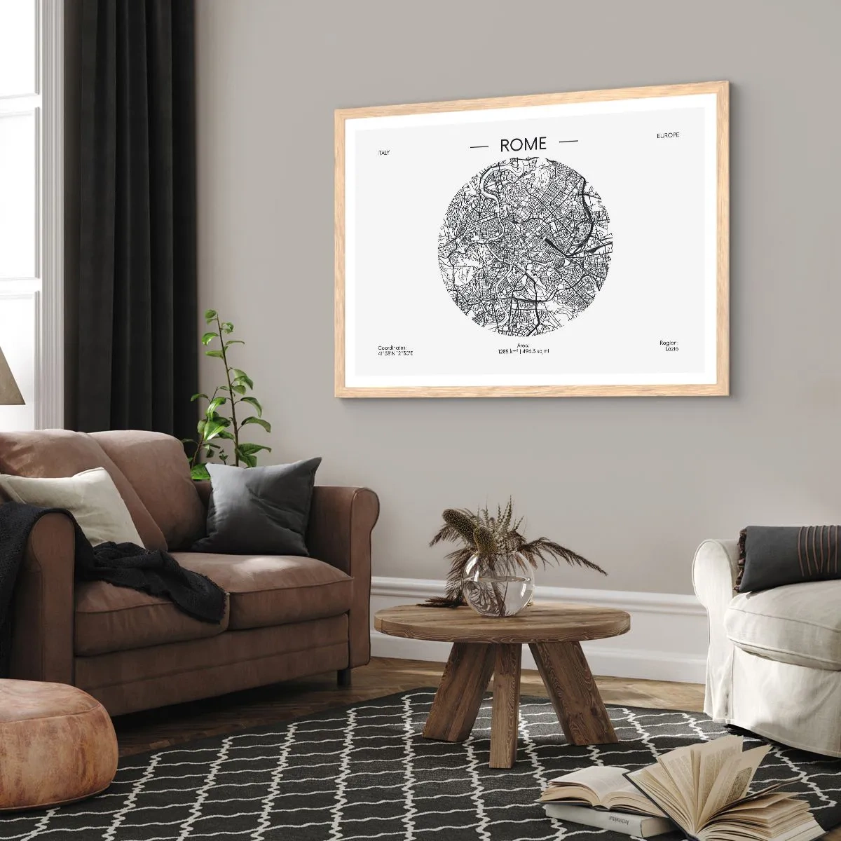 Poster in cornice rovere chiaro - Anatomia di Roma - 100x70 cm